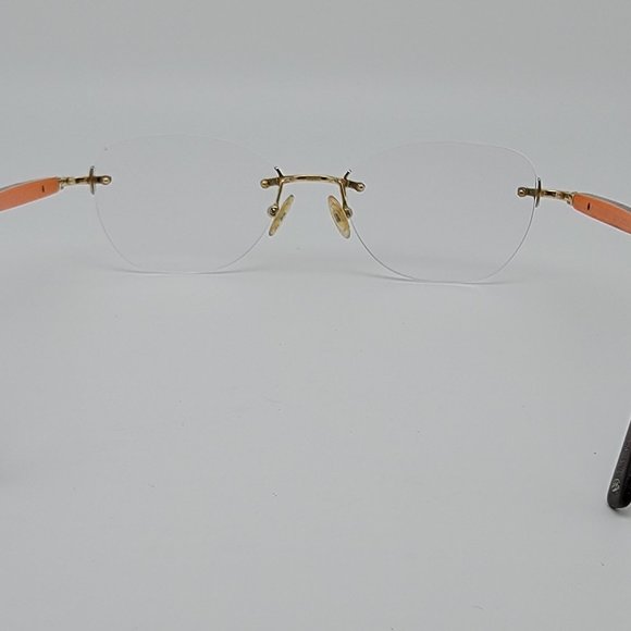 Gold & Wood Ta0v24 Mercure Rimless Eyeglasses Frame Luxembourg 49-17-130 - Picture 4 of 13